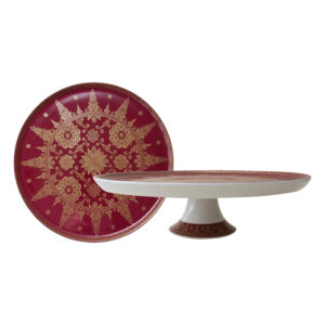 Ghea Panggabean Songket Series - Pedestal Plate Large Red