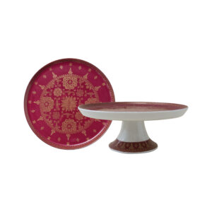 Ghea Panggabean Songket Series - Pedestal Plate Small Red