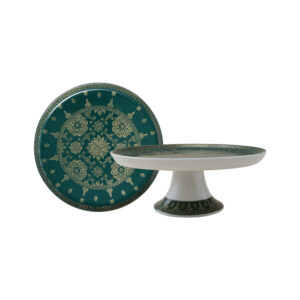 Ghea Panggabean Songket Series - Pedestal Plate Small Green