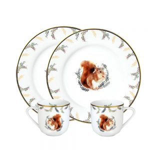 Sandra Dewi Series - Dinner Set (Salad Plate & Mug) Winter Squirrel
