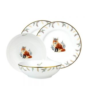 Sandra Dewi Series - Dinner Set (Salad Plate & Bowl) Winter Fox