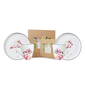 Luna Maya Series - Dinner Set (Salad Plate & Mug) Exotic Flamingo