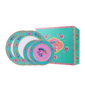 Ghea Panggabean Romantic Peranakan Series ? Dinner Set (Salad Plate & Dinner Plate) Turquoise