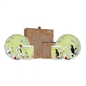 ZEN Set Makan Best Quality Margasatwa Green (2 Piring Makan dan 2 Mug)
