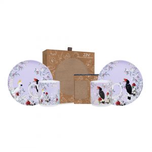 ZEN Set Makan Best Quality Margasatwa Lilac (2 Piring Makan dan 2 Mug)
