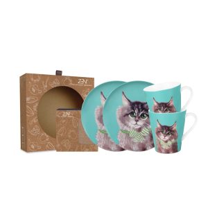 Cute Glamorous Pet Series - Dinner Set Cuddly Cat