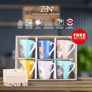 Hampers Gift Box Set Mug Keramik Cute Glamorous Pet 6pcs