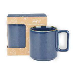 ZEN Mug Gelas Keramik Stoneware Stackable Blue with Giftbox