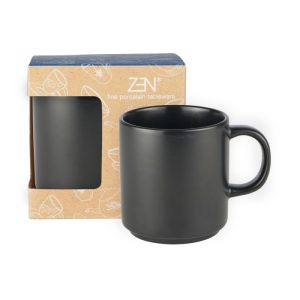ZEN Mug Gelas Keramik Stoneware Stackable Black with Giftbox