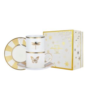 ZEN X SANDRA DEWI Cangkir Keramik Golden Blossom 2pair + Giftbox