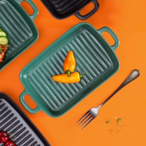 ZEN Piring Saji Persegi dengan Handle/Pasta Pan Green Army