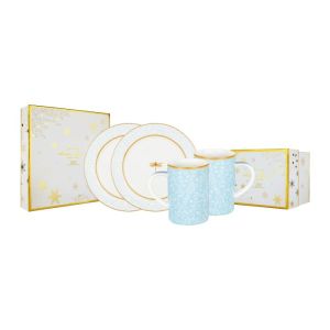 ZEN X SANDRA DEWI Dinner Set Blue Blossom Dragonfly 2Plate 2Mug + Box