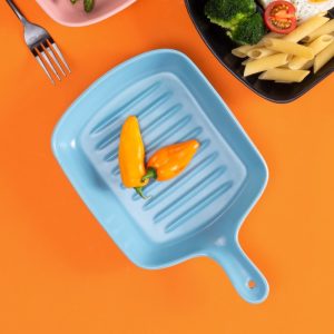 ZEN Serving Pan Piring Keramik Gagang Handle Wadah Saji Blue