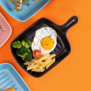 ZEN Serving Pan Piring Keramik Gagang Handle Wadah Saji Black