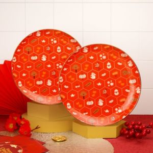 ZEN X Kelly's Co Piring Makan Keramik Honeycomb Red 2pcs + Gift Box