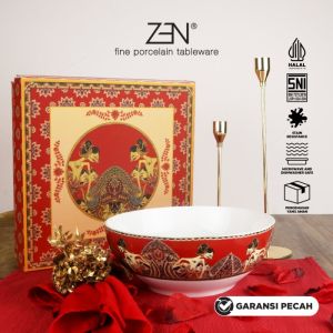 ZEN x Ghea Mangkuk Keramik Besar New Wayang Maroon 23 cm + Gift Box