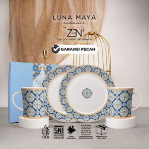 ZEN X LUNA MAYA Dinner Set 2 Piring Makan 2 Mug Marrakech  Blue + Box