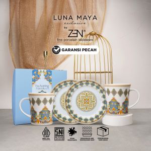 ZEN X LUNA MAYA Dinner Set 2 Piring Salad 2 Mug Marrakech White + Box