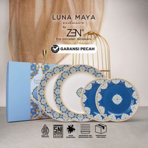 ZEN X LUNA MAYA Dinner Set Piring Makan 4pcs Marrakech  Blue + Box