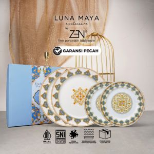 ZEN X LUNA MAYA Dinner Set Piring Makan 4pcs Marrakech White + Box