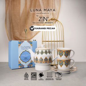 ZEN X LUNA MAYA Tea Set 1 Teko 2 Cup Saucer Marrakech White + Box
