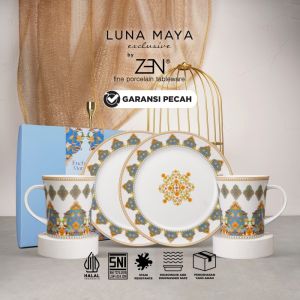 ZEN X LUNA MAYA Dinner Set 2 Piring Makan 2 Mug Marrakech White + Box