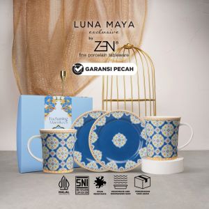 ZEN X LUNA MAYA Dinner Set 2 Piring Salad 2 Mug Marrakech Blue + Box