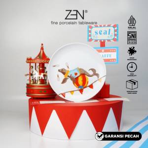 ZEN Piring Makan Keramik 22cm Animal Carnival Seal