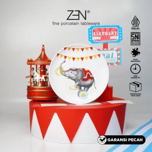 ZEN Piring Makan Keramik 22cm Animal Carnival Elephant