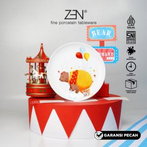 ZEN Piring Makan Keramik 22cm Animal Carnival Bear