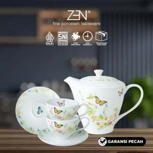 ZEN Teaset 1 Teko 2 Pair Cup Saucer Belleza Garden