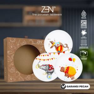 [3 pcs] ZEN Piring Keramik Animal Carnival (Seal, Elephant, Bear)