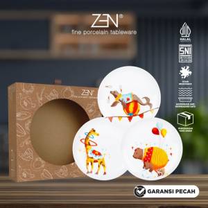 [3 pcs] ZEN Piring Keramik Animal Carnival (Seal, Giraffe, Bear)