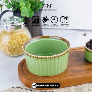 ZEN Mangkok Kecil Keramik Rustic Green Wadah Saji Diameter 10 cm