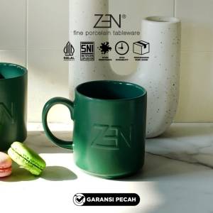ZEN Mug Gelas Keramik Hijau Macaron Matte Green 330 ml