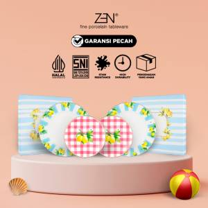 ZEN X LUNA MAYA Tropical Piring Makan Keramik Set Vintage 4 Pcs + Box