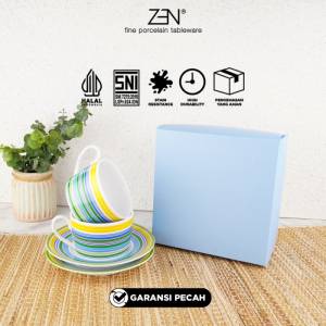 ZEN Cangkir Keramik Set isi 2 Pairs Summer Time/ Kado Pernikahan + Box
