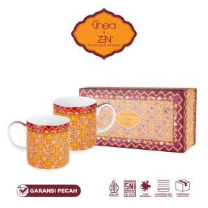 ZEN x Ghea Jumputan Pelangi Mug Gelas Keramik 280ml isi 2 pcs + Box