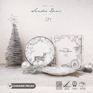 ZEN X SANDRA DEWI Piring Salad Magnificent Frost Deer 2pcs + Box