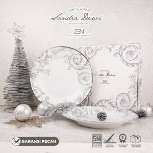 ZEN X SANDRA DEWI Piring Makan Keramik Magnificent Frost 2pcs + Box