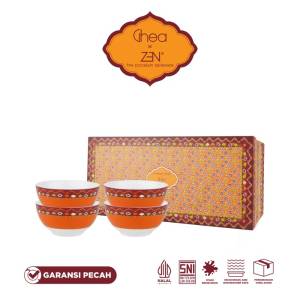 ZEN x Ghea Jumputan Mangkok Kecil Rice Bowl Set Orange isi 4 pcs+ Box