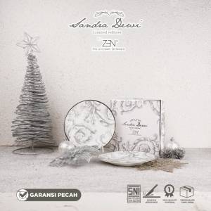 ZEN X SANDRA DEWI Piring Snack Keramik Magnificent Frost 2pcs + Box