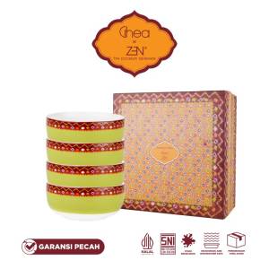 ZEN x Ghea Jumputan Series Mangkok Keramik Green Set isi 4 pcs+Box