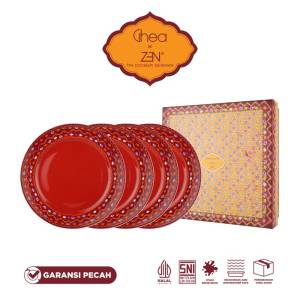 ZEN x Ghea Jumputan Series Piring Makan Maroon isi 4 pcs + Box