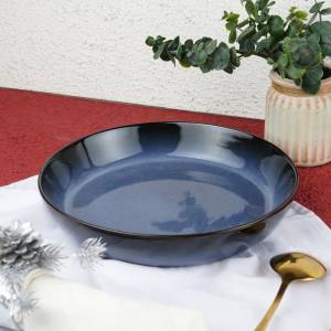 ZEN Piring Pasta Keramik Stoneware Double Glaze Blue - Diameter 23 cm