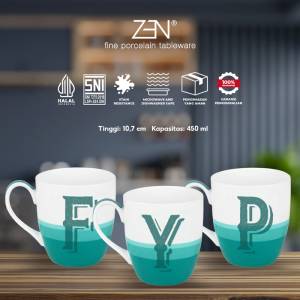 ZEN Mug/Gelas Keramik Alphabet Green