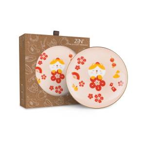 ZEN Piring Salad Keramik Prosperity Cat 22 cm 2pcs + Box