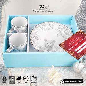 ZEN Hampers Piring Mug Keramik Sandra Magnificent Frost isi 4 pcs +Box