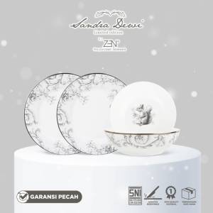 ZEN X SANDRA DEWI 4 Dinner Set Frost Squirrel 2 Dinner 2 Bowl + Box