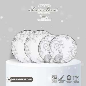 ZEN X SANDRA DEWI Frost Dinner Set Piring Keramik 4pcs Rabbit + Box
